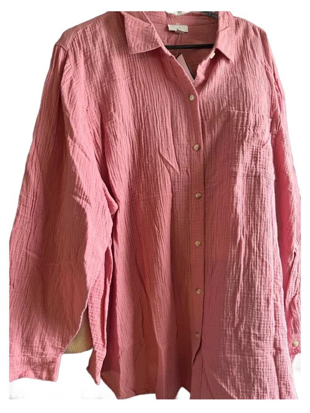 J Jill Rouge Pink Women's Top - 4X Long Sleeve 💯 Cotton